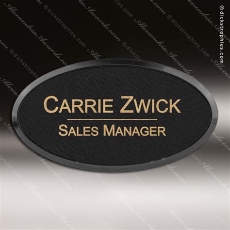 Black leather name badge 